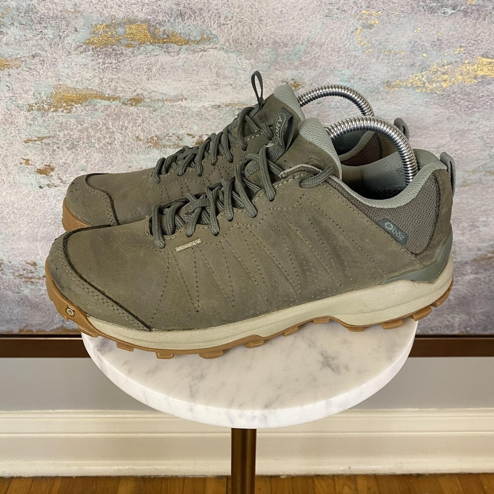 Oboz Shoes Mens Size 9 Green Leather Waterproof Hiking Trail Casual Sneakers